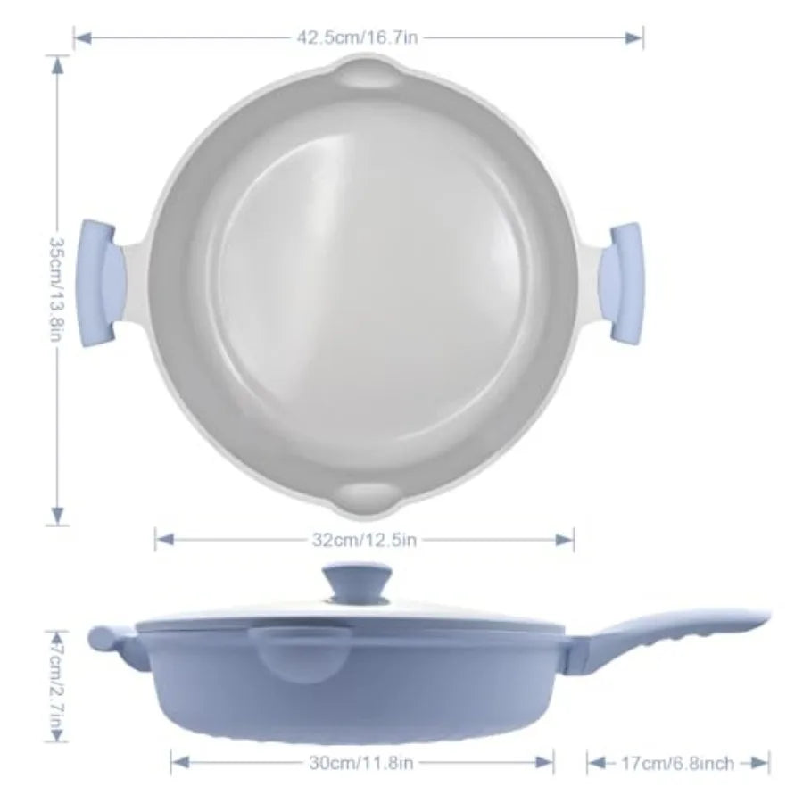Ceramic Skillet Nonstick with Lid 14"