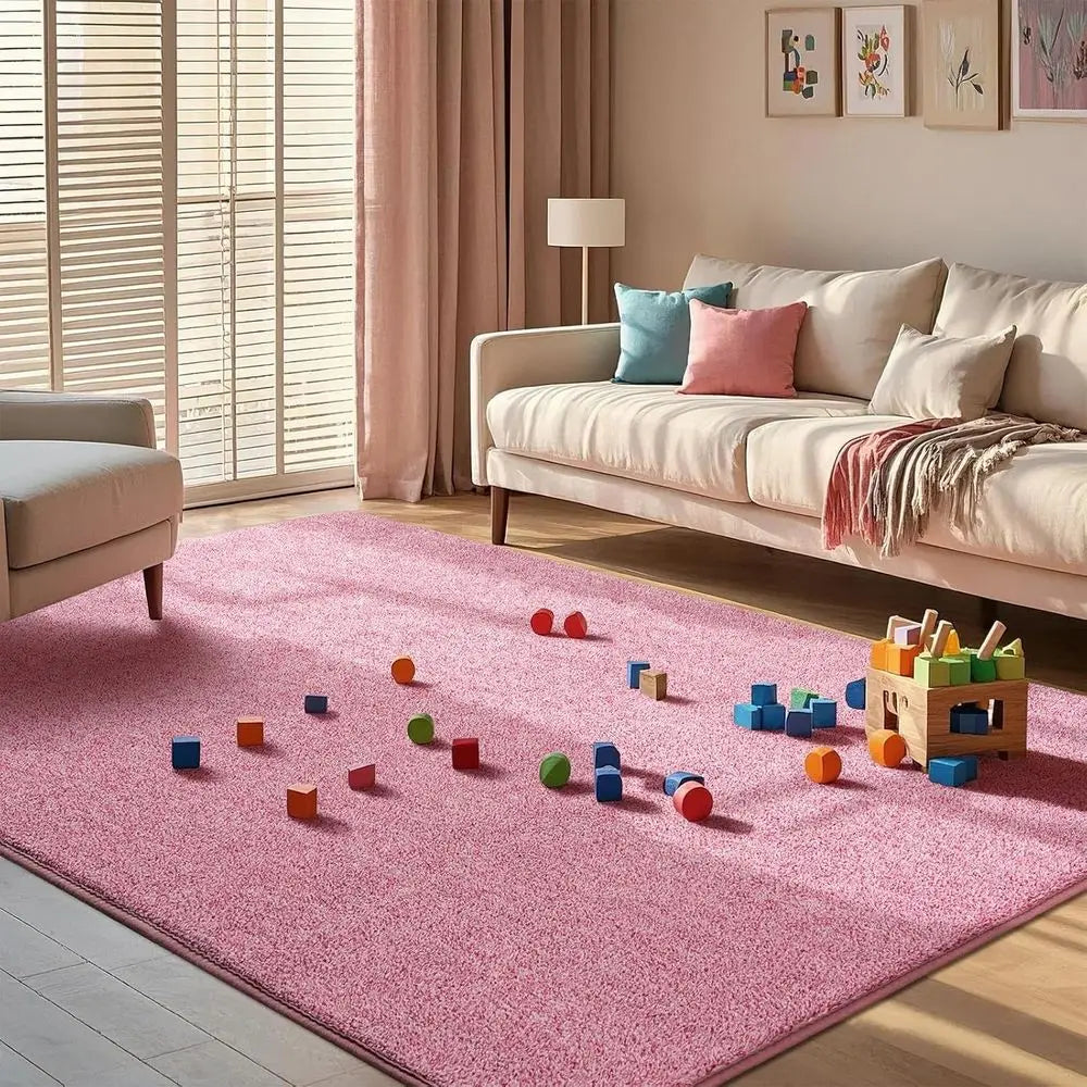 7x10 Washable Memory Foam Pink White