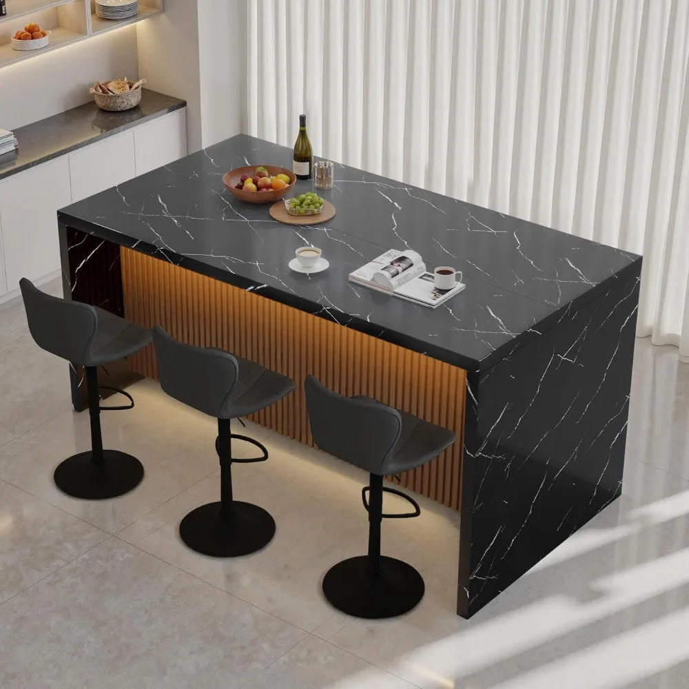 63x32" Large Modern Rectangle for 4-6 Faux Marble Island