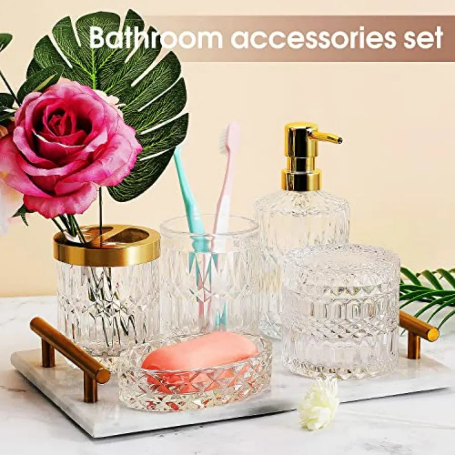 5Pcs Glass Bathroom Accessories
