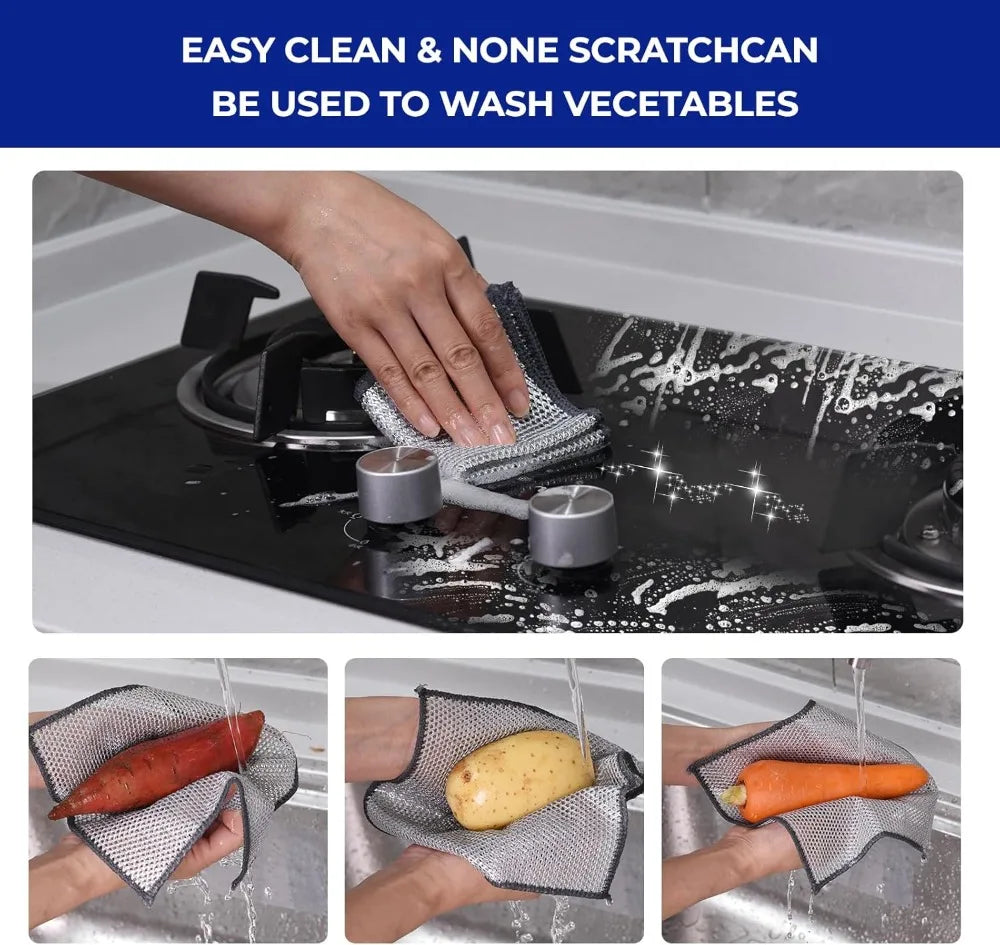 12 PCS Reusable Quick-Dry Steel Wire Dishcloths