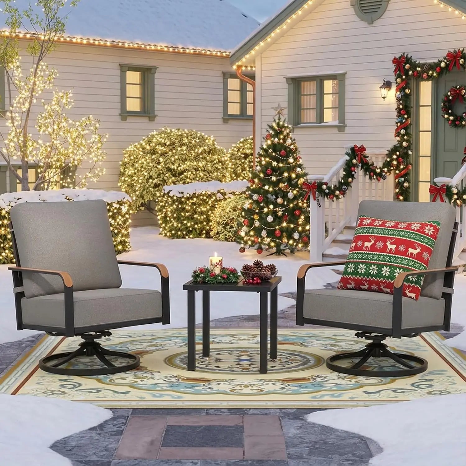 3 Piece Bistro Set Rocking Chairs