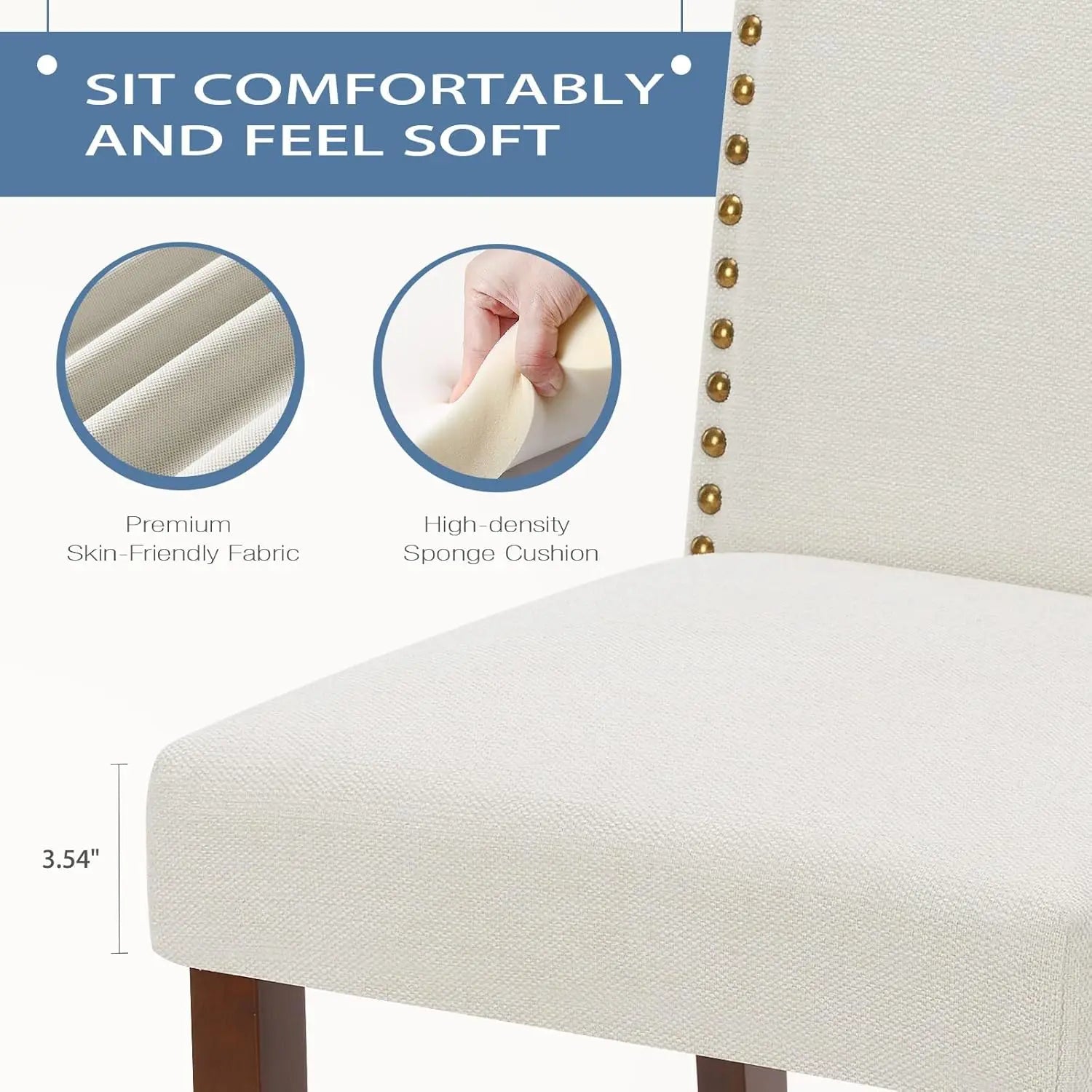 2 Modern Wooden Legs Padded Seat