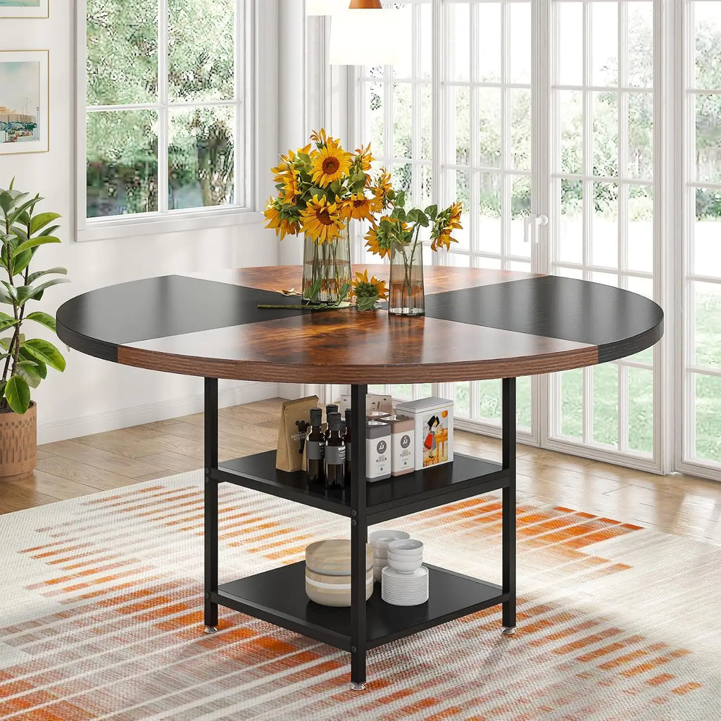 47" Round for 4, Wood w/Storage