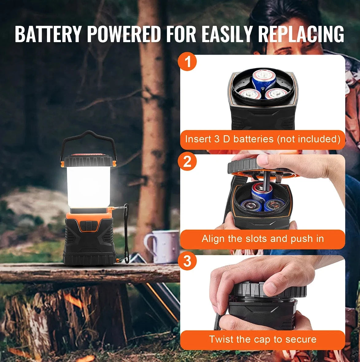 VEVOR LED Camping Lantern Battery Powered