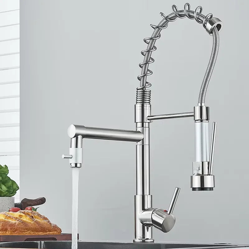 Brushed Nickel Deck Mounted Mixer 360 Rotation