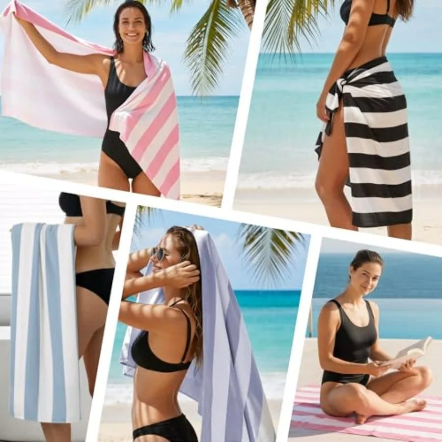 4 Pack Beach Towels Stripe Microfiber Adult, 30'' x 60''