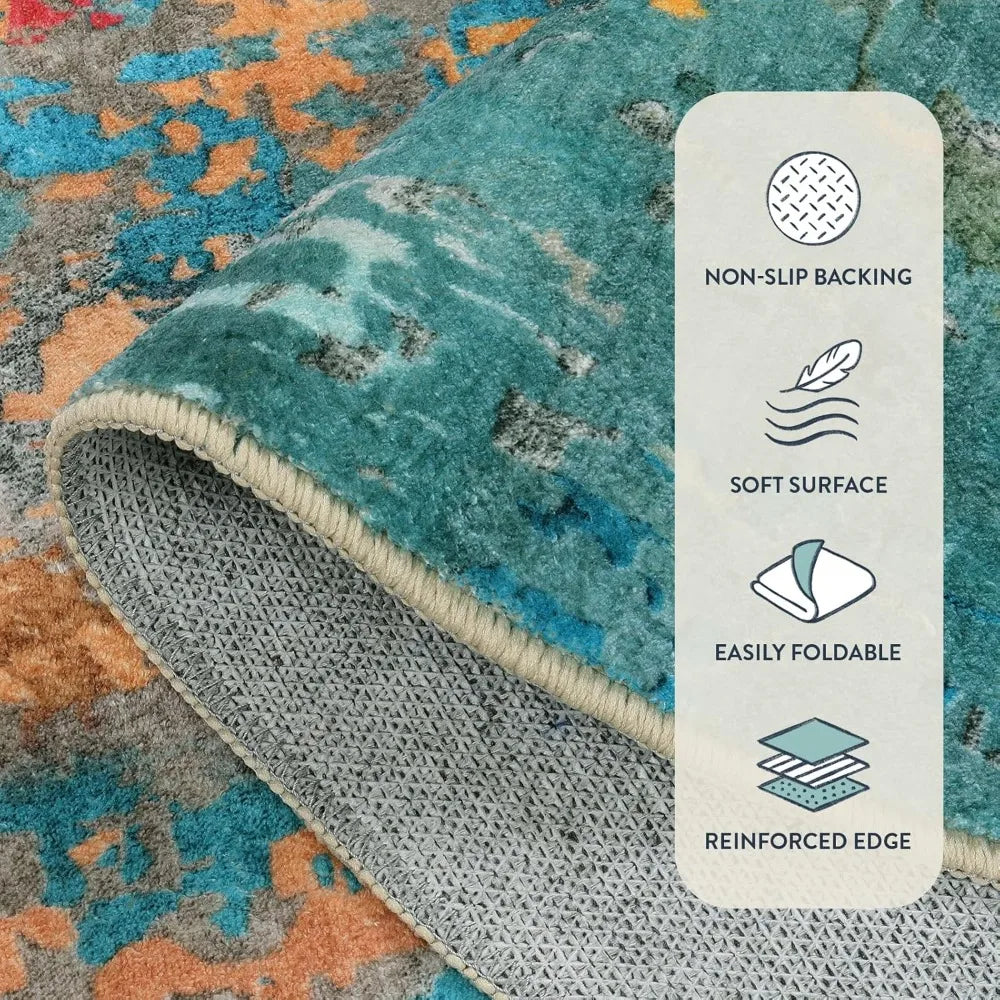 8x10 Abstract Washable Colorful Soft