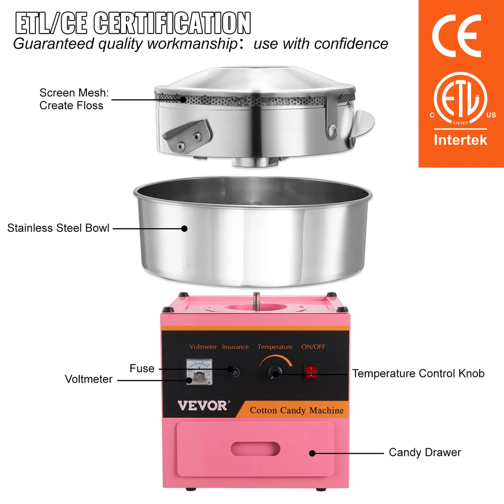 Electric Cotton Candy Machine Commercial Stainless