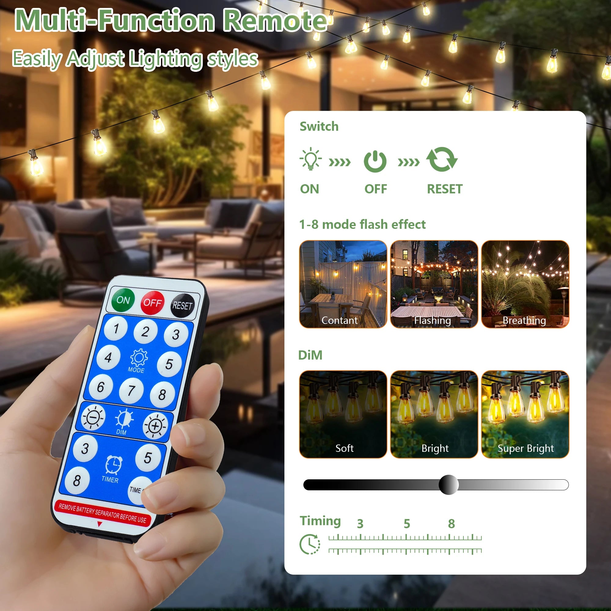 100FT Solar Waterproof String Lights