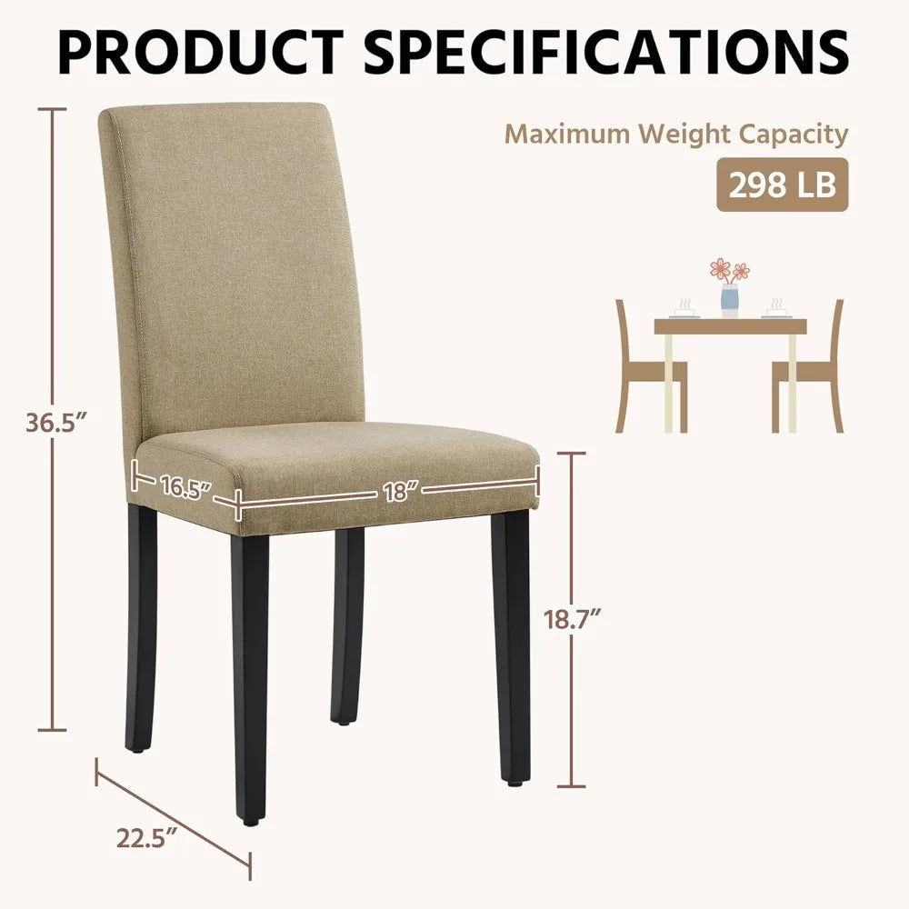 4 Fabric Upholstered Parson Chairs