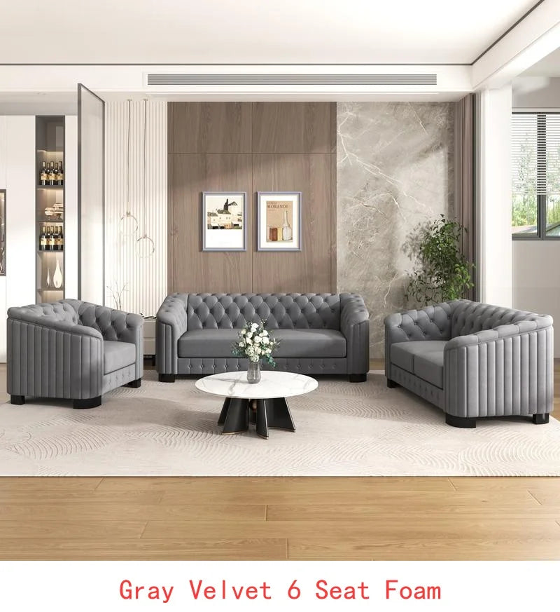 Modern 3-Piece Sofa Set Velvet
