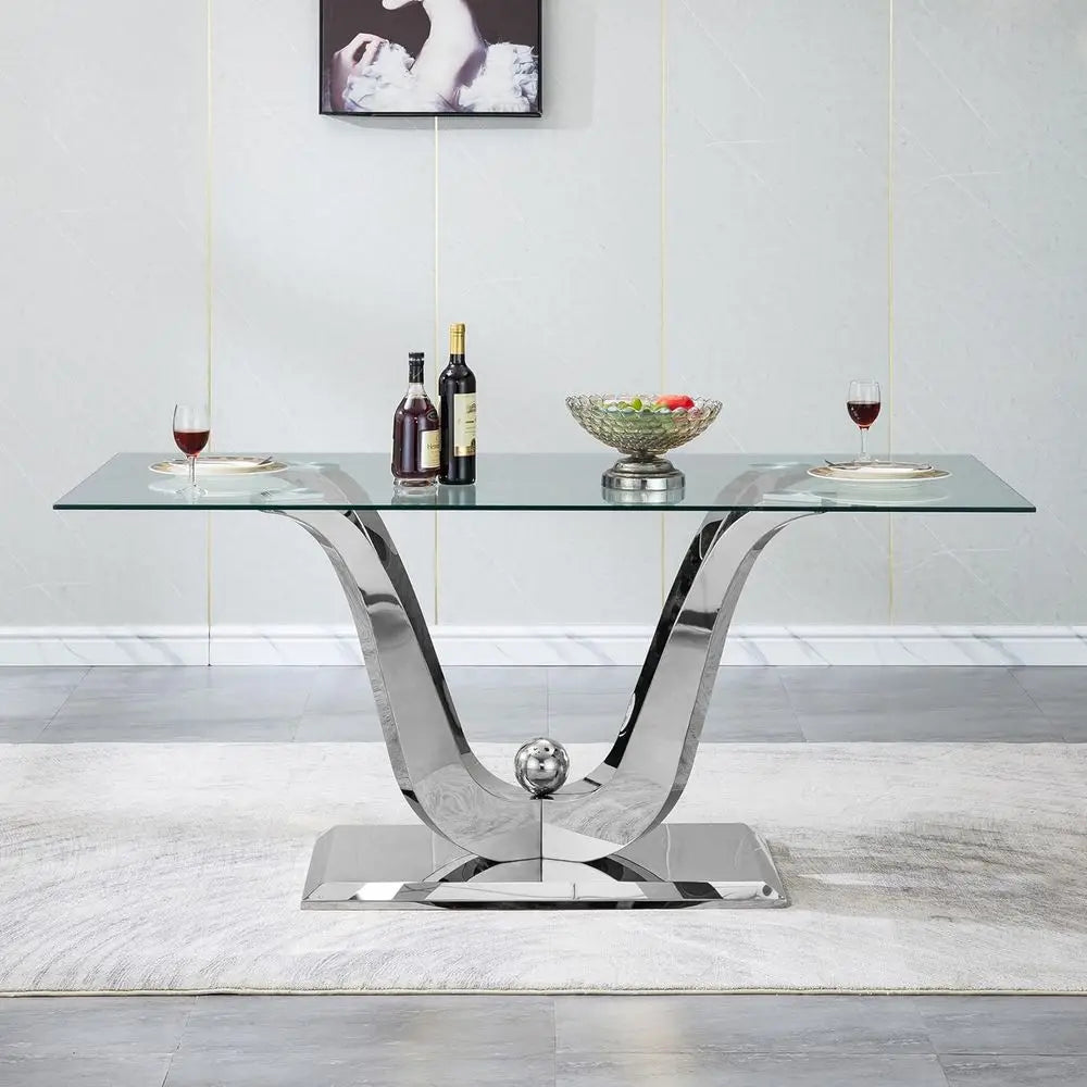 35x70" For 6-8 Seater Tempered Glass w/Stainless Steel