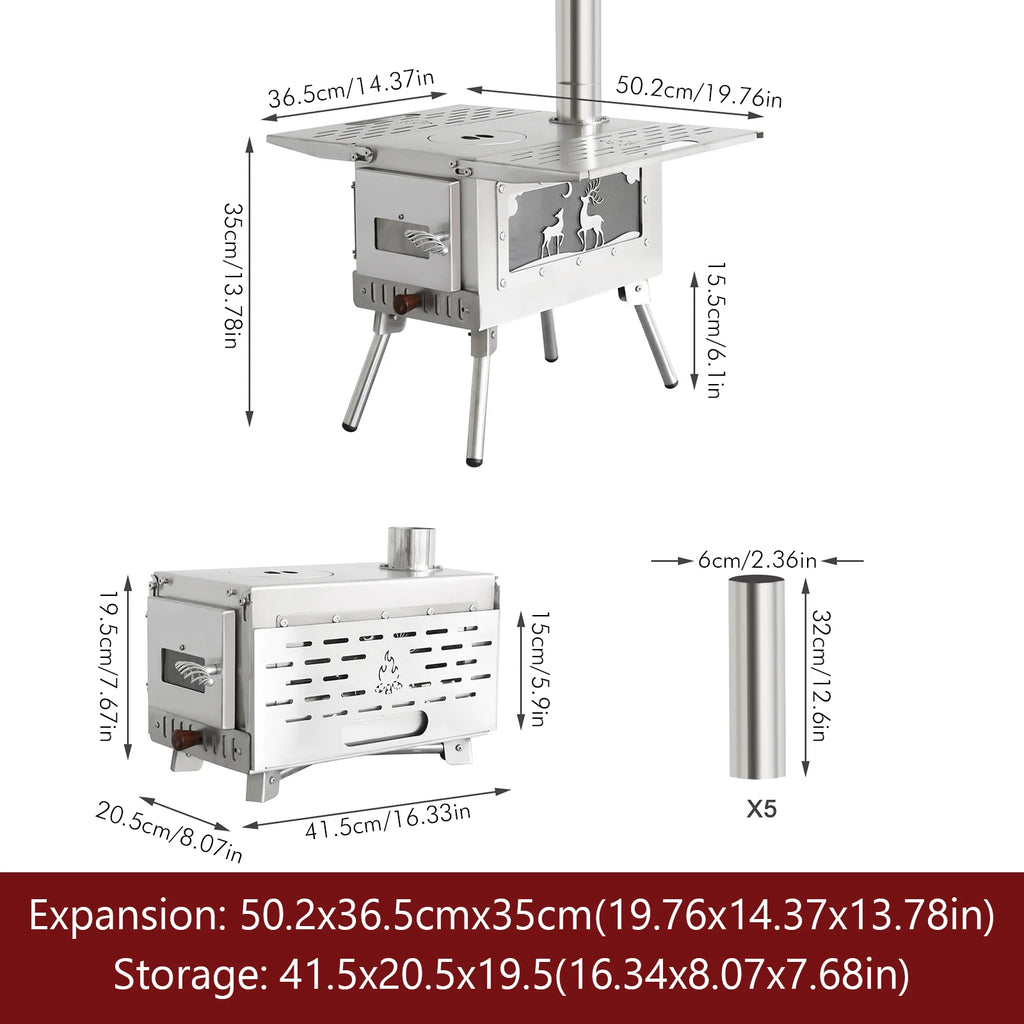 Foldable Wood/Pellet Burning Stove Chimney