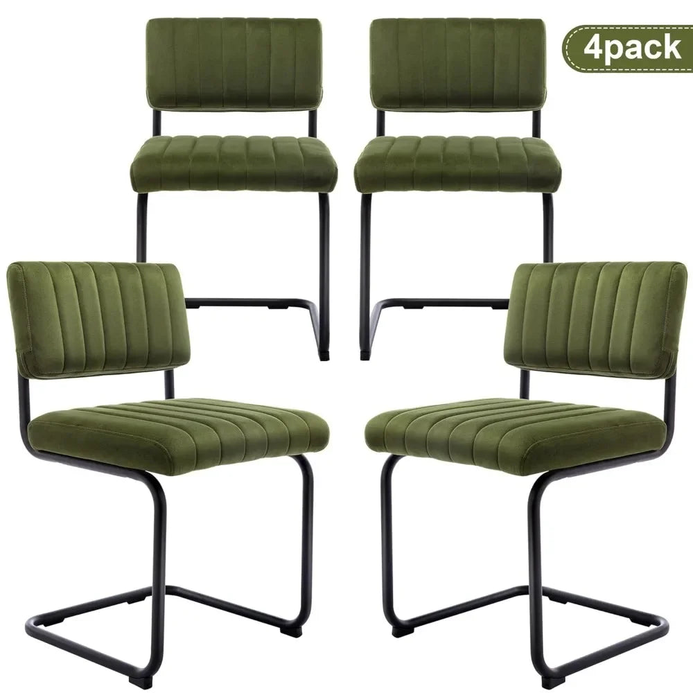 4 Mid Century Modern Green Velvet Tufted