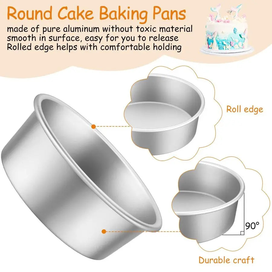 9 Pcs Round Cake Pans Aluminum Non-Stick