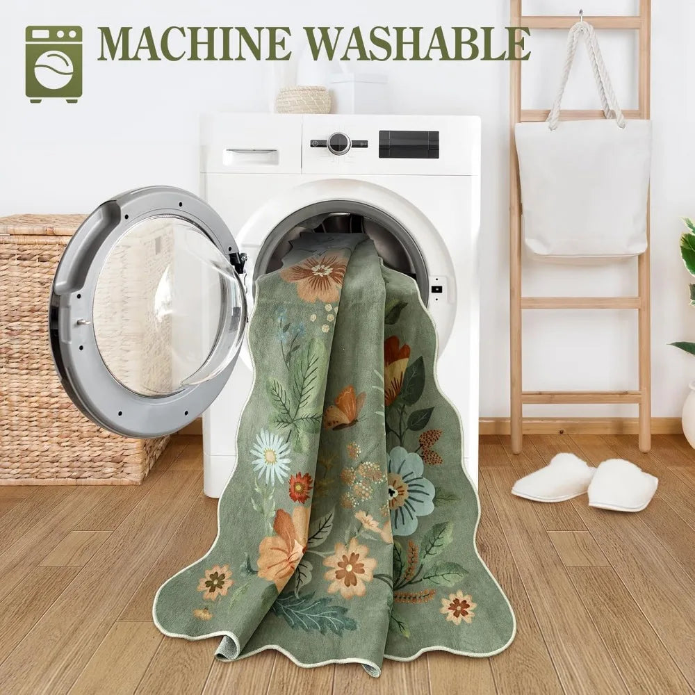 Floral Washable Rug 8x10
