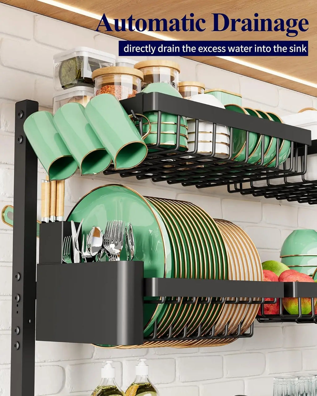Adjustable Over-Sink Dish Rack with 3 Tiers