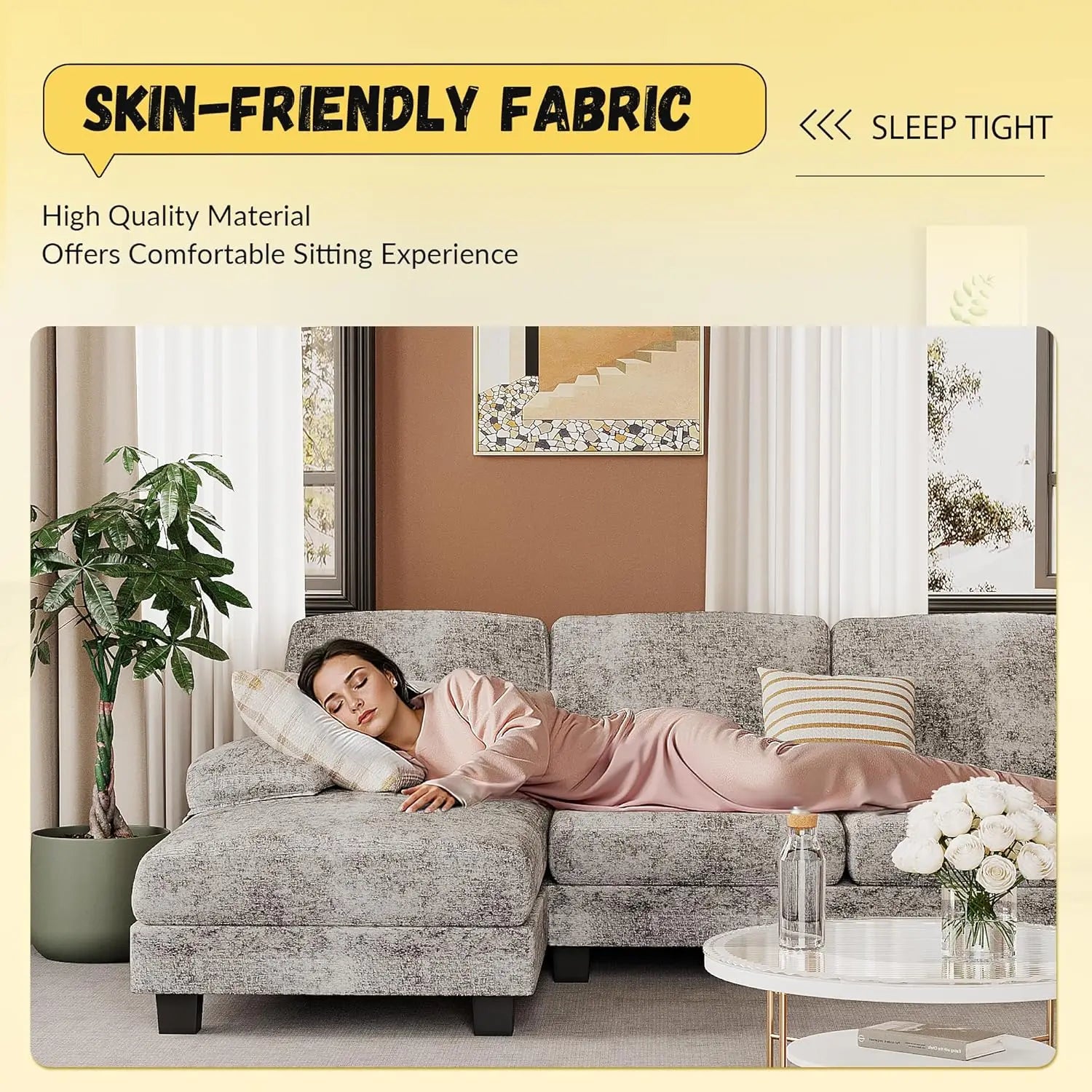 U-Shape Sectional Chenille Fabric