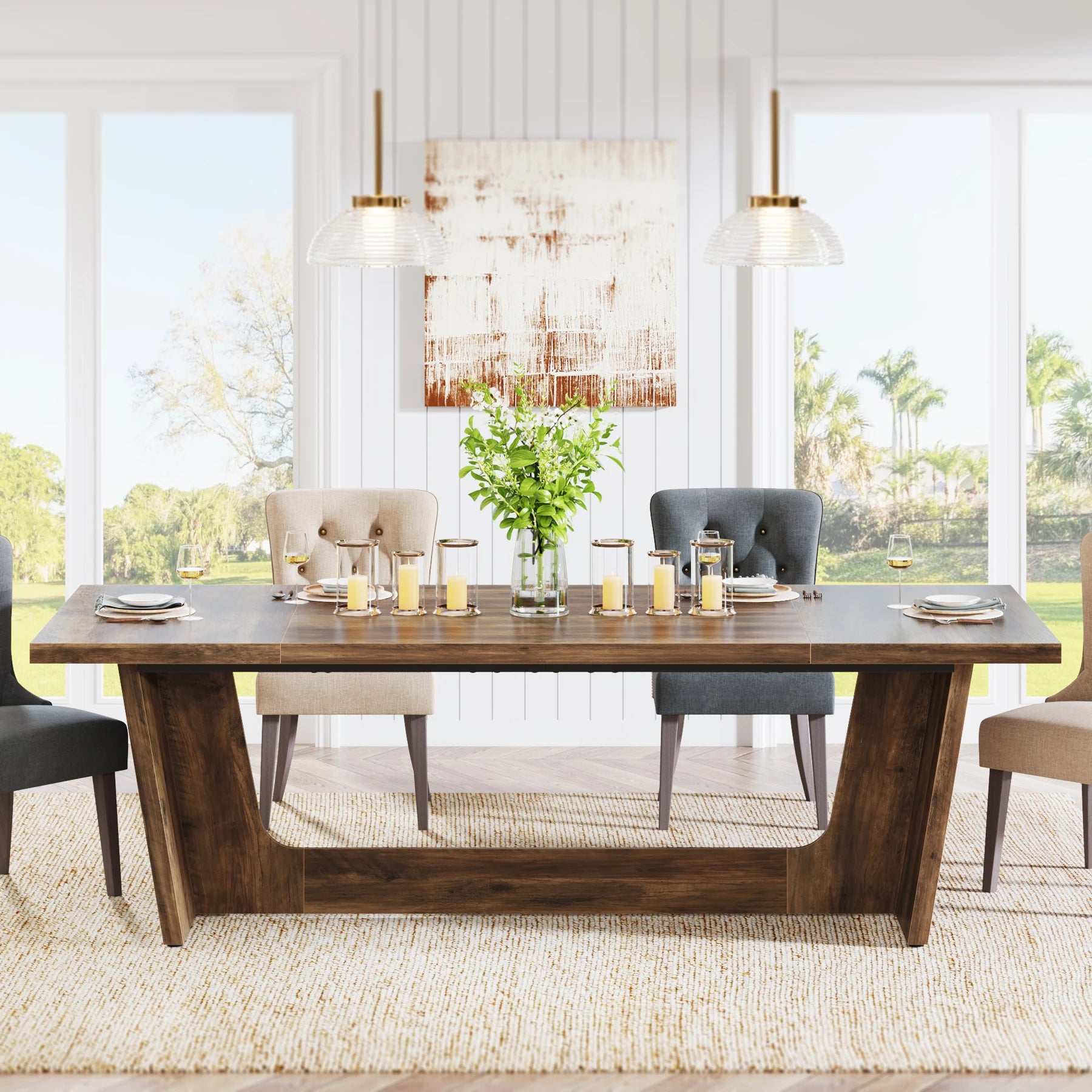 70.87" Large  Wood for 6-8, Rectangular Farmhouse