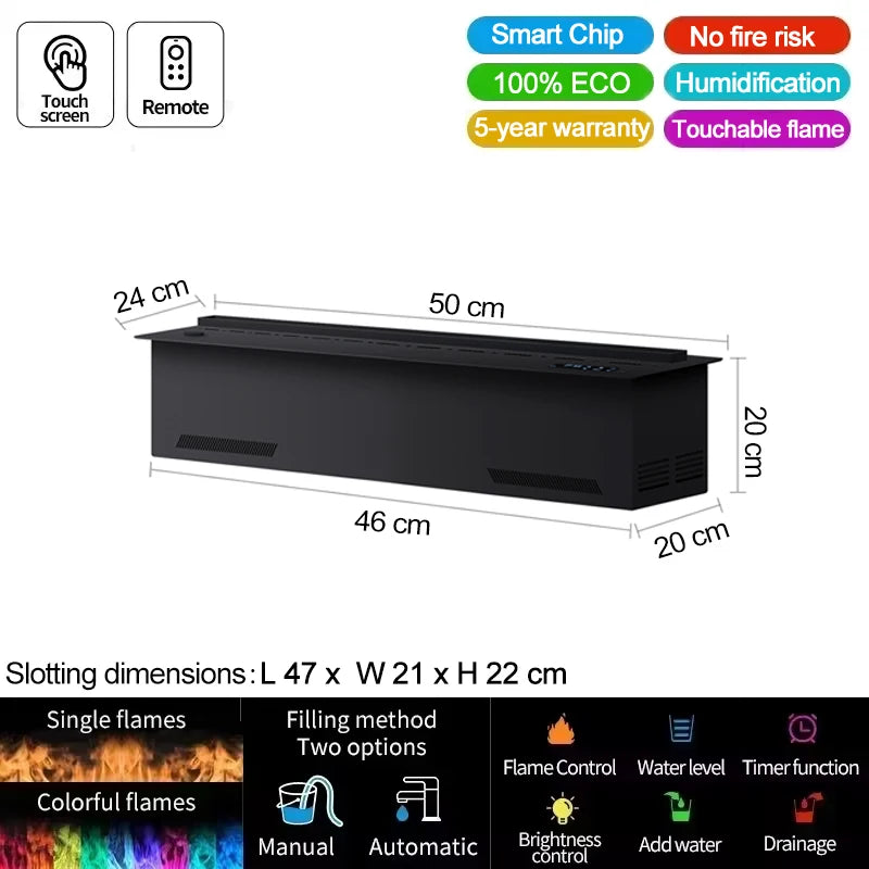 water vapor fireplace, 3D flame effect