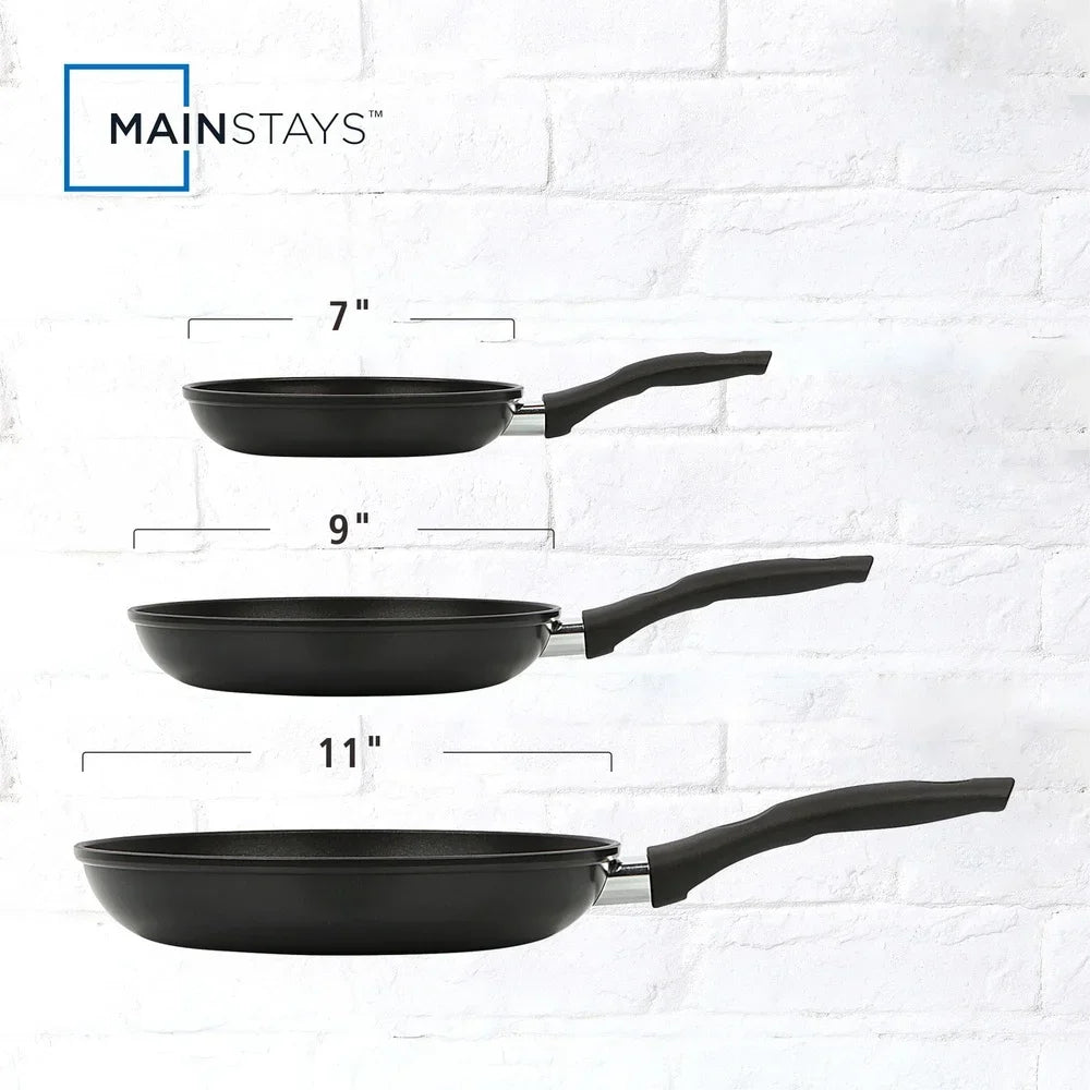 3-Pcs Nonstick Skillet Set Aluminum Cookware