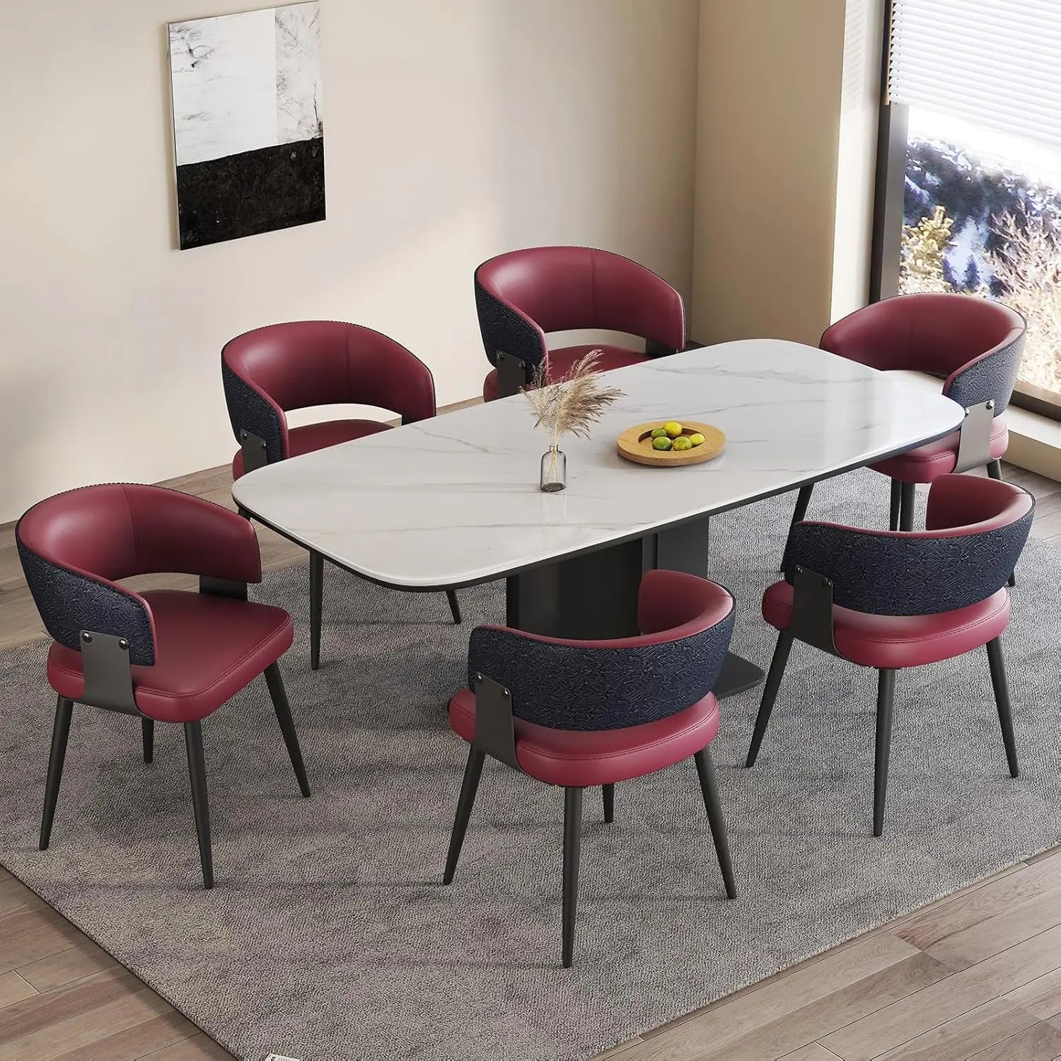 6 Modern Upholstered Faux Leather Curved