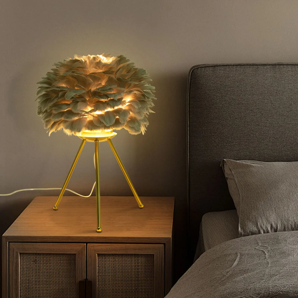 Grey Feather Desk Lamp