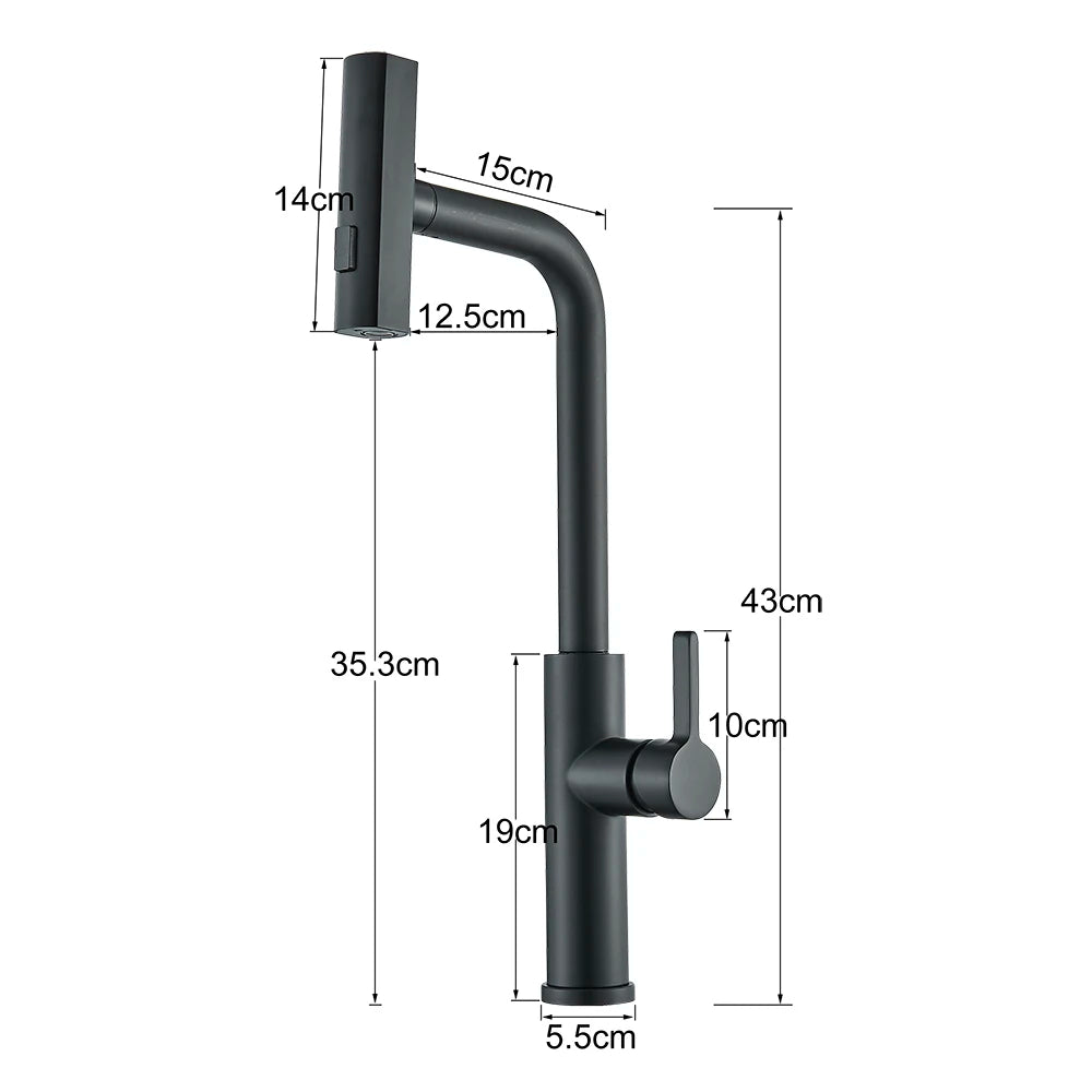 Black Pull Out Rotation Waterfall Sprayer