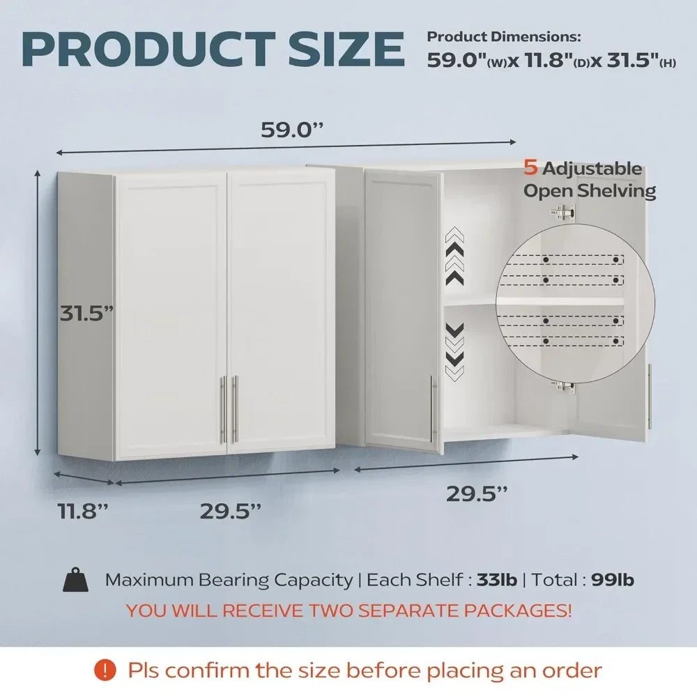 Wall Cabinet W/Adjustable Shelf W/2 shaker doors