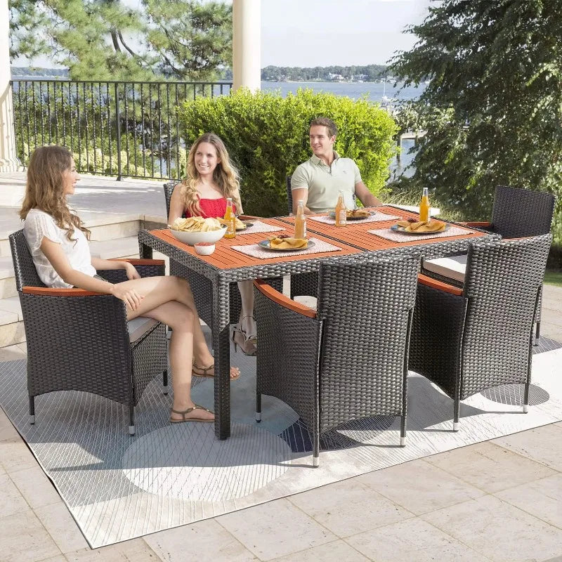 7 Piece Patio Set Acacia Wood Table