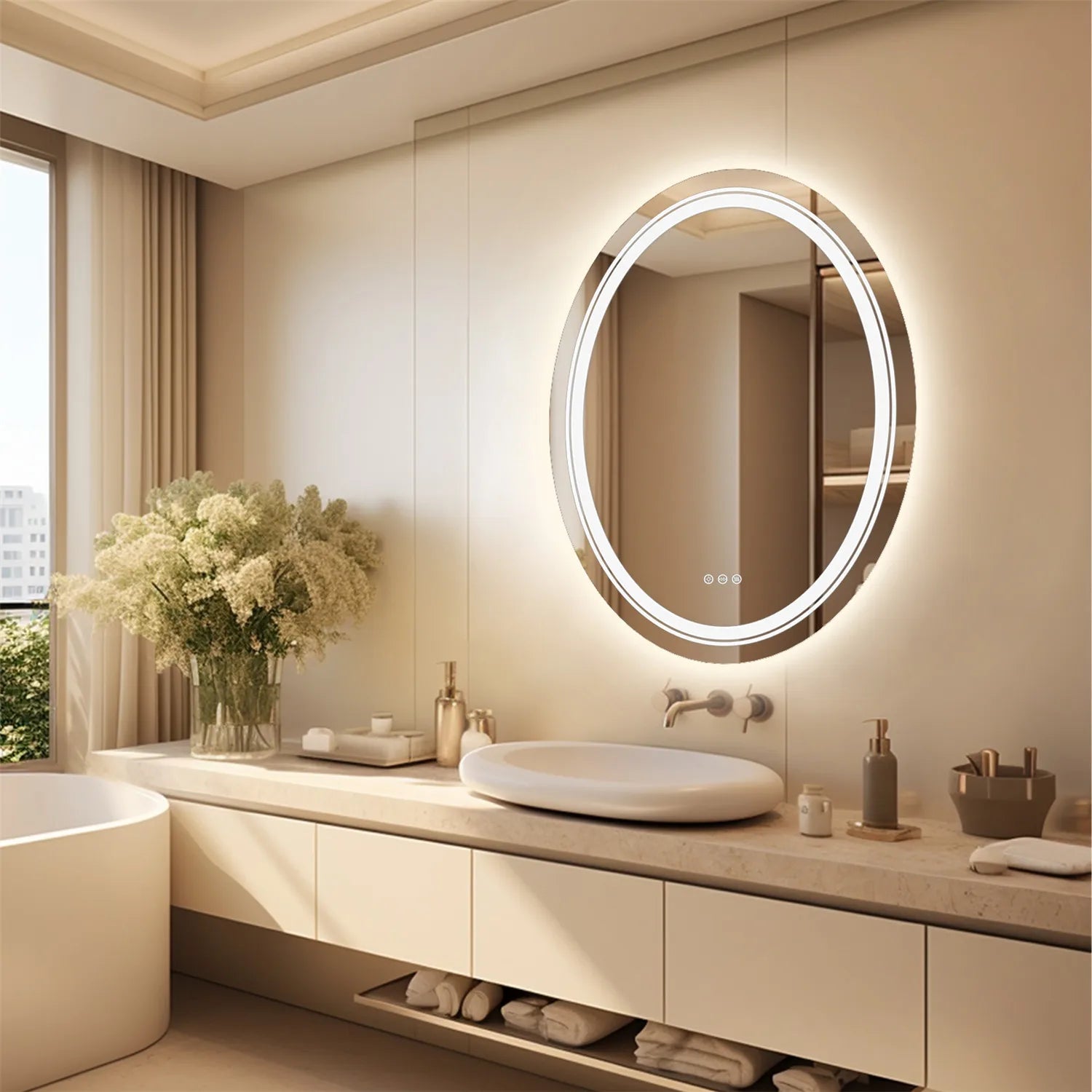 Oval LED Bathroom Mirror Dimmable