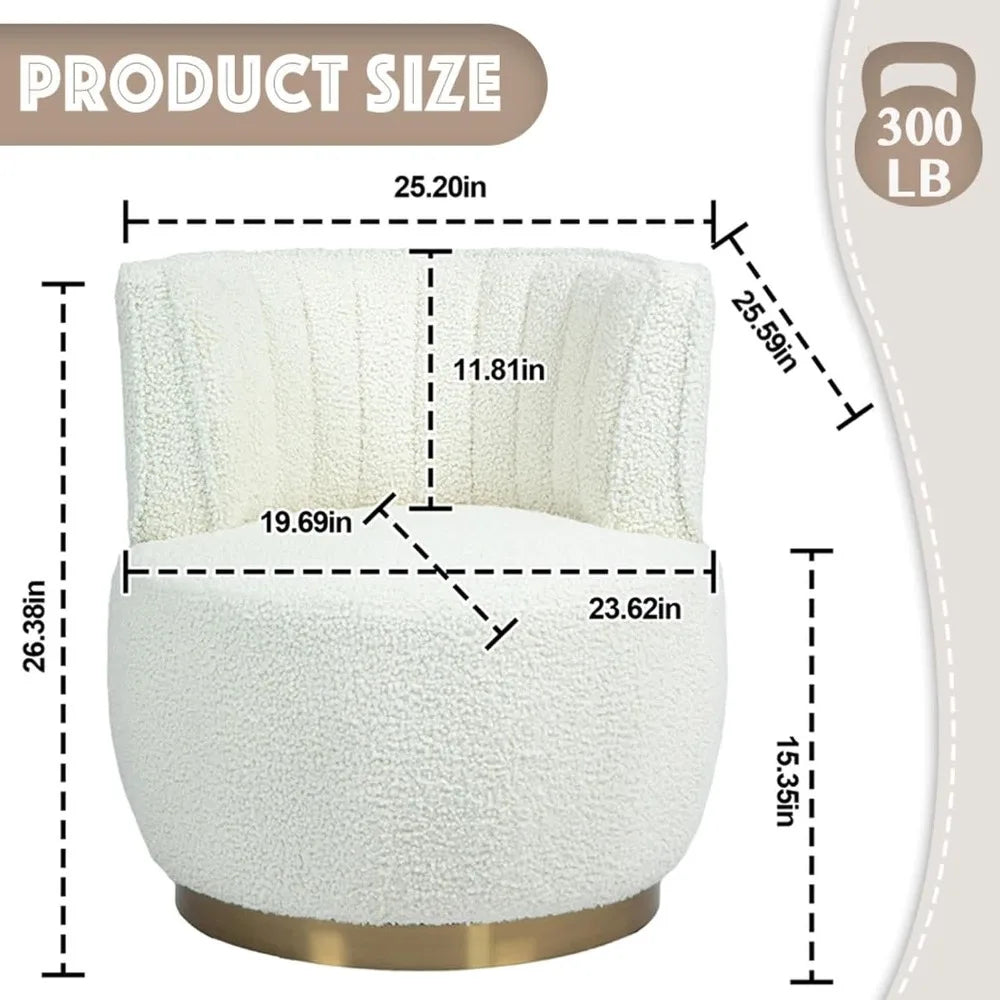 White Swivel Barrel Chair