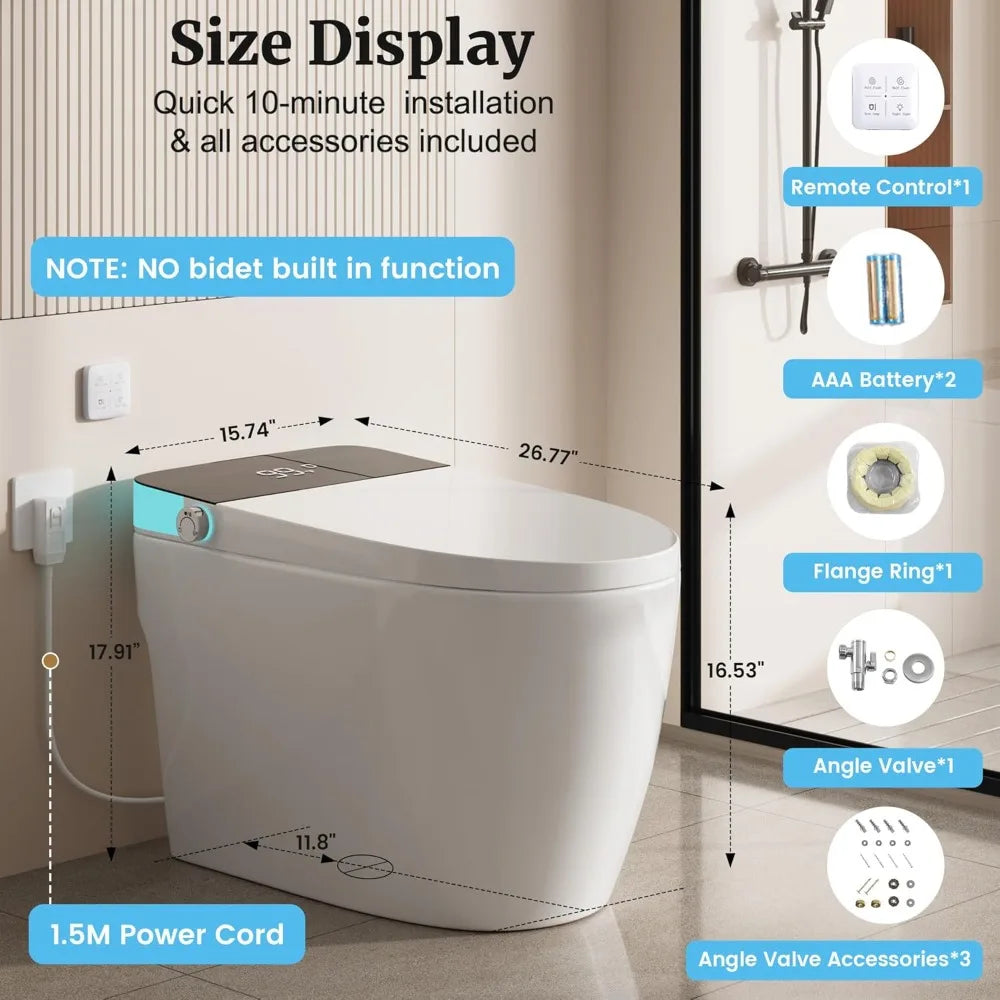 Toilet Elongated Heated Seat Auto Flush