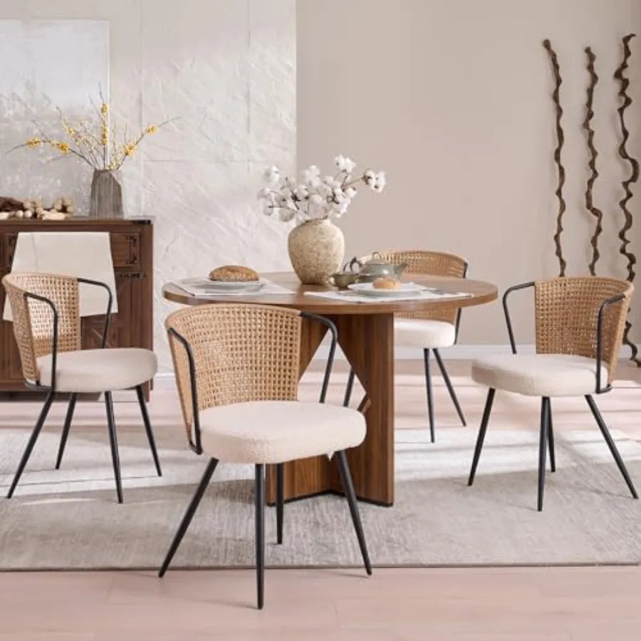 4 Rattan Farmhouse Cane Back