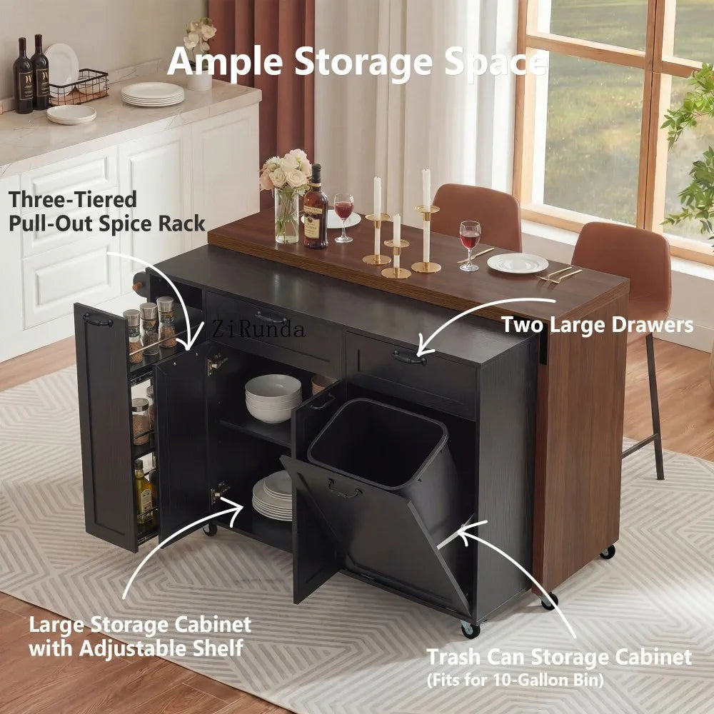 102.3 "Kitchen Island w/ Expandable Table