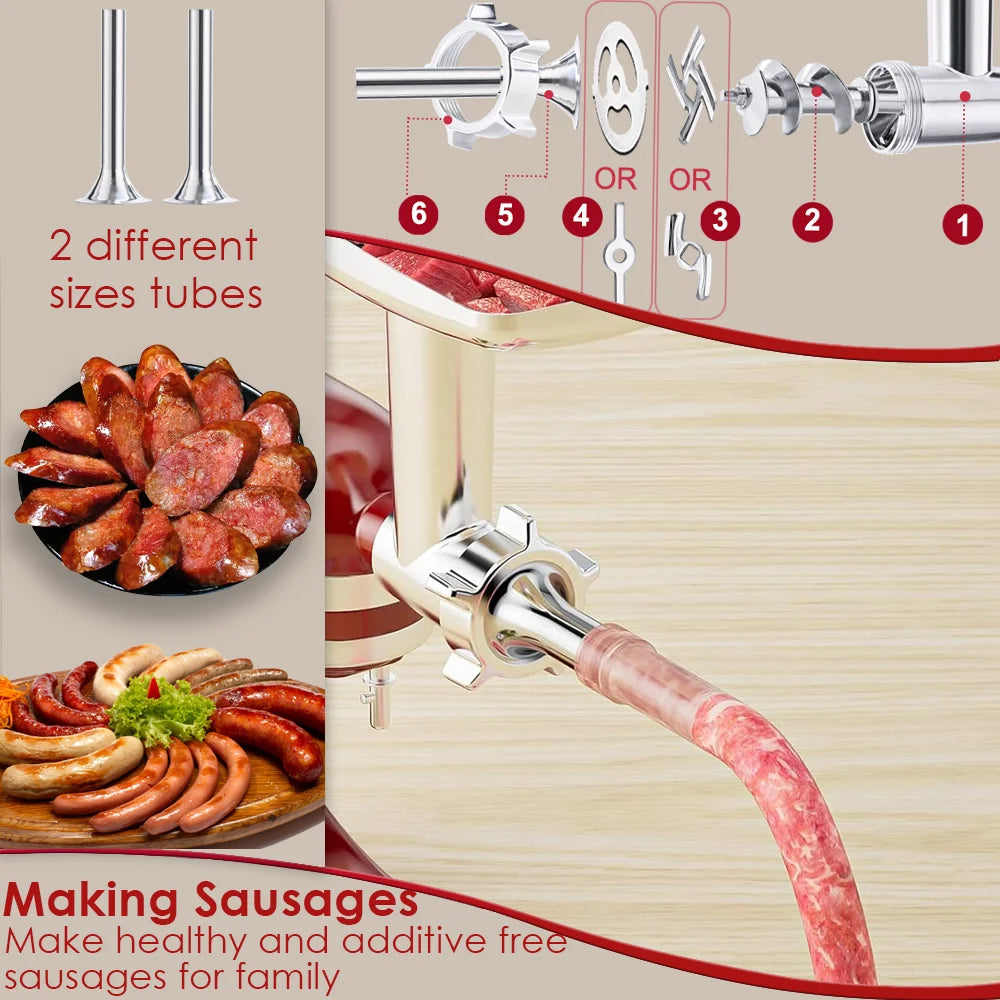 All-Metal Meat Grinder Attachment for KitchenAid Mixers