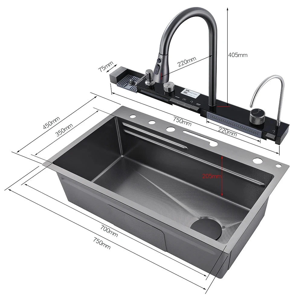 Waterfall Large Single Digital Display Faucet