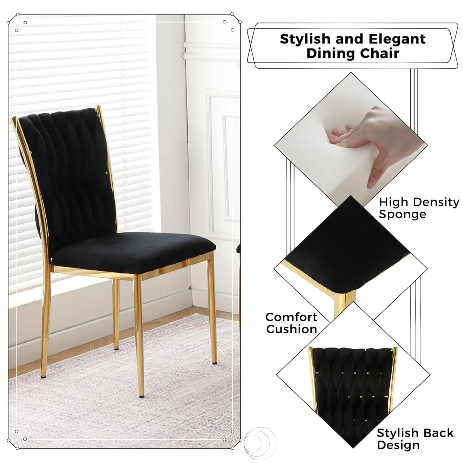 6 Modern Velvet Upholstered w/Metal Legs