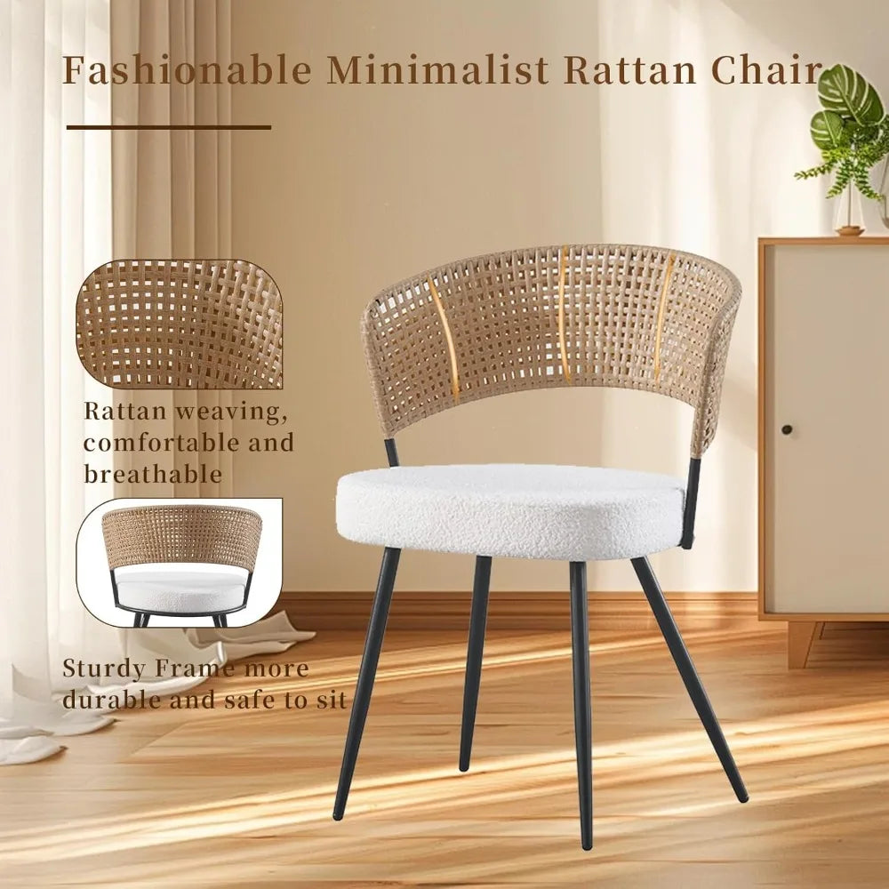 4 Rattan Metal Legs Upholstered
