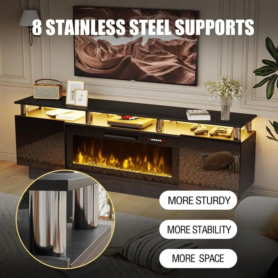 36" Fireplace wup-to/80" TV Luxury LED
