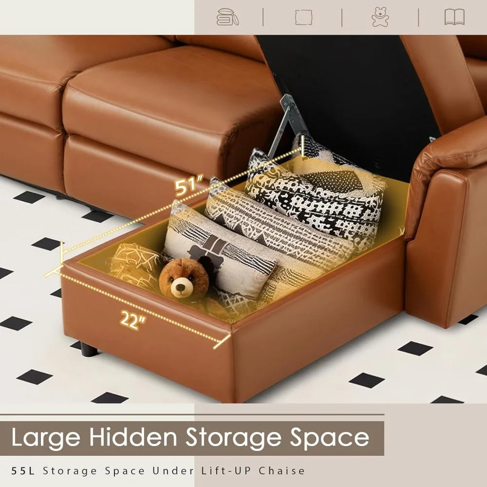 Electric Reclining Sofa w/USB & Storage