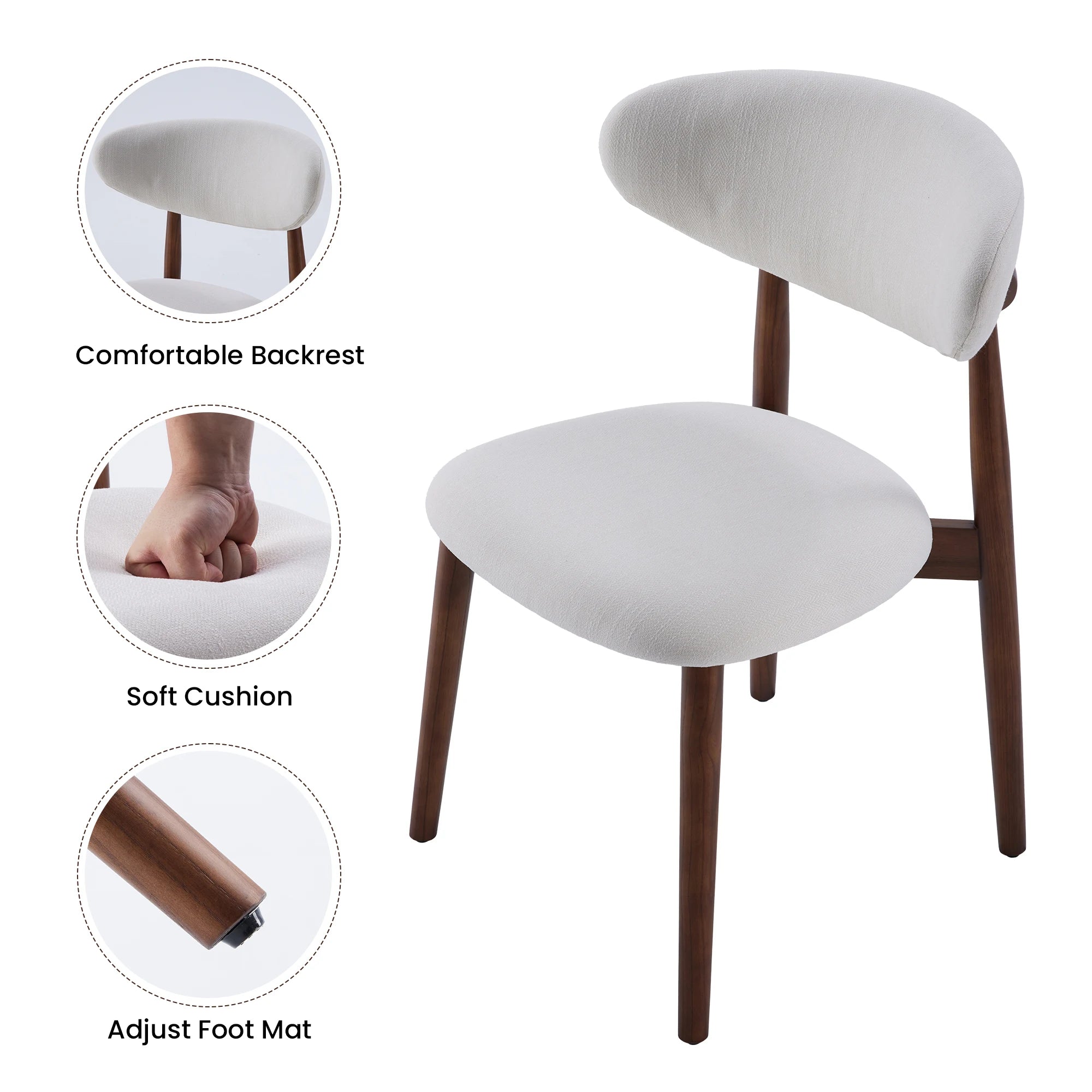 2 Solid Wood Modern Upholstered
