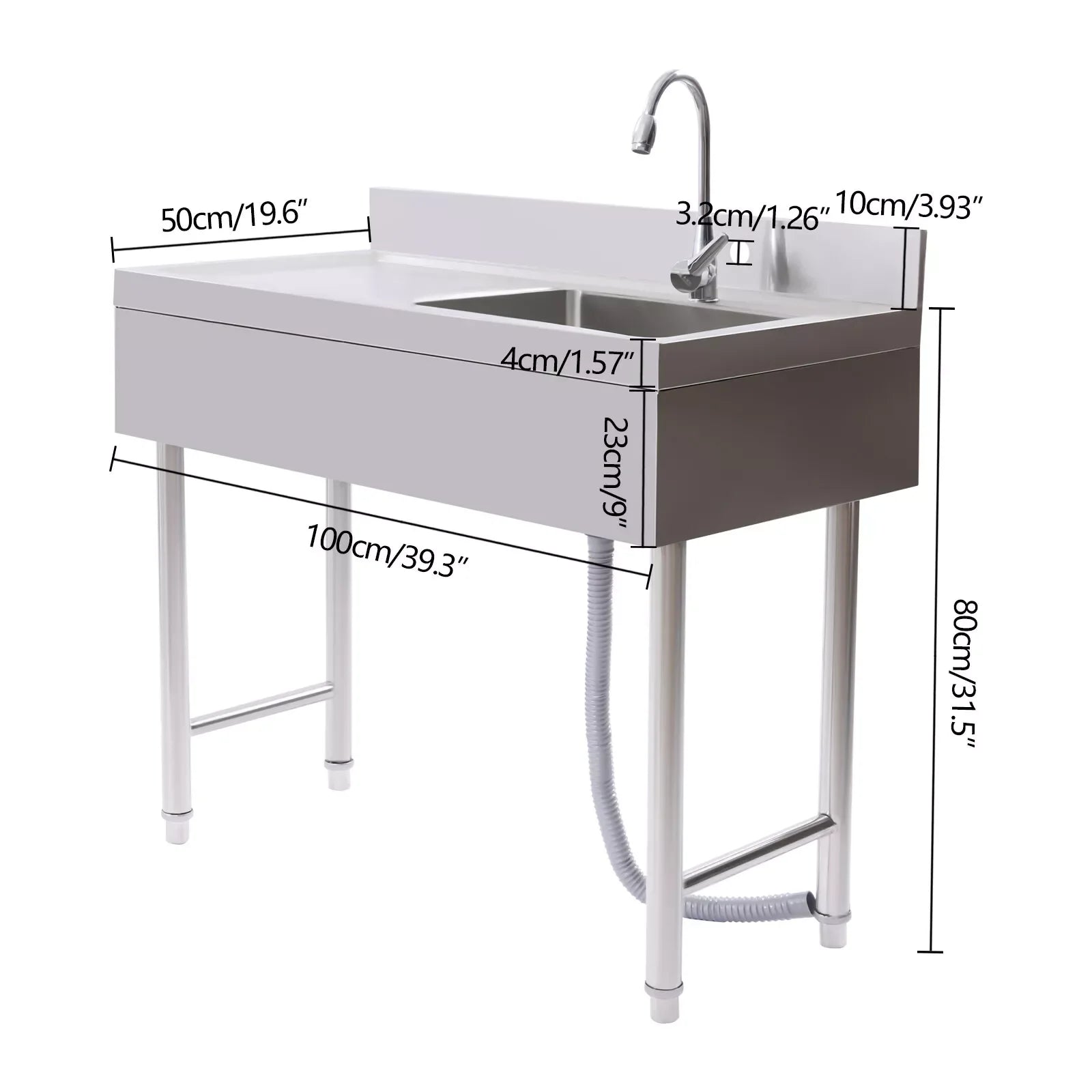 Commercial Stainless Utility Sink Prep Table