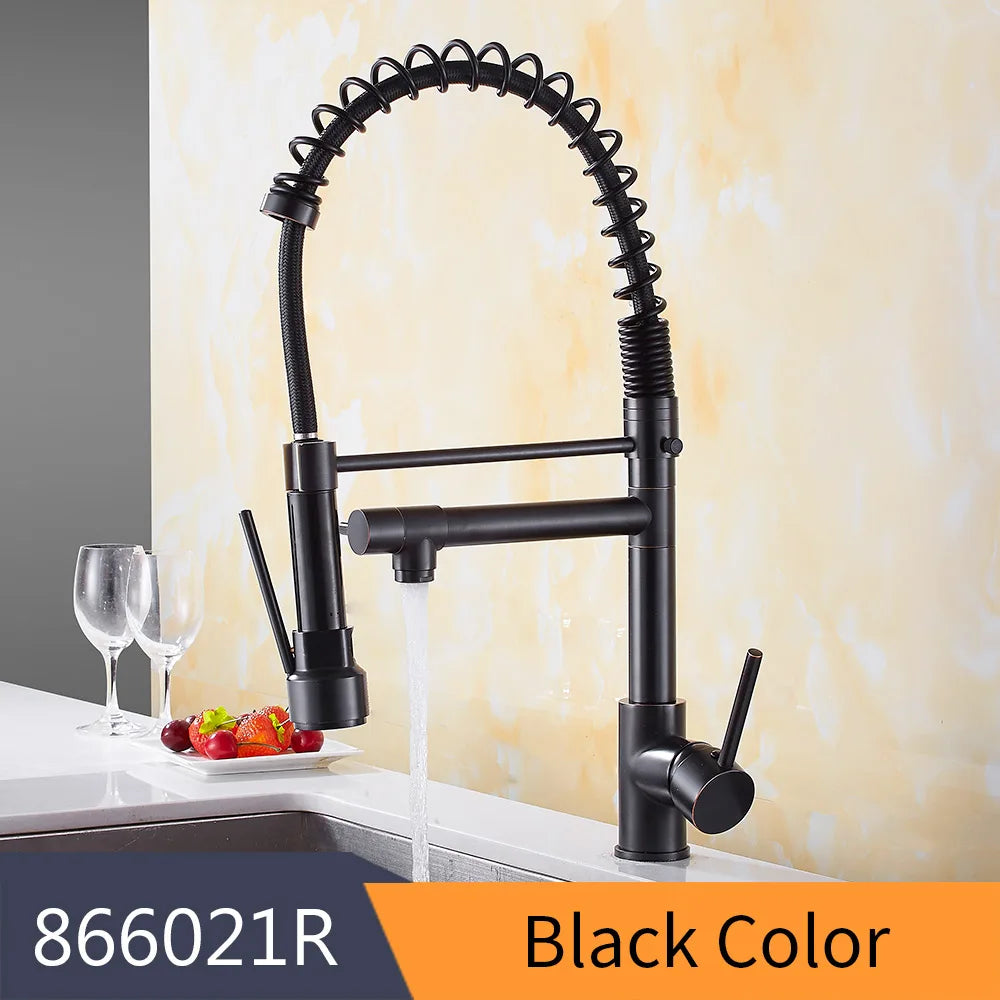 Gold Single Pull Out Spring Spout Mixers