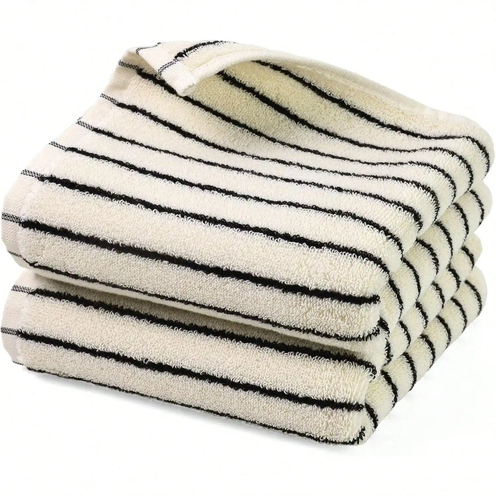 Black/White Striped Hand Towel
