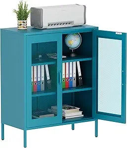 Orange Metal Accent Cabinet