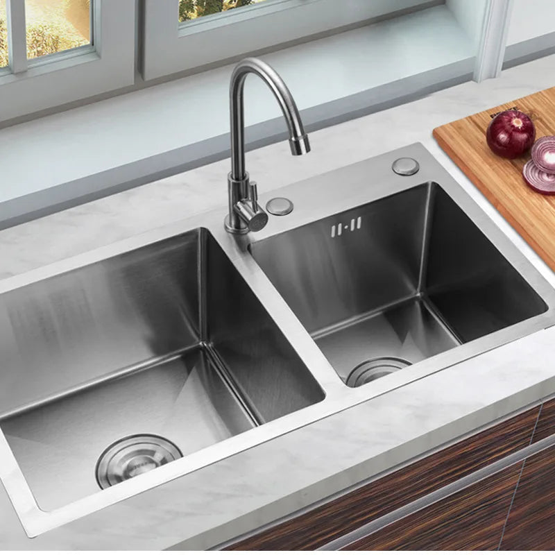 Stainless Double w/Drainer Deep