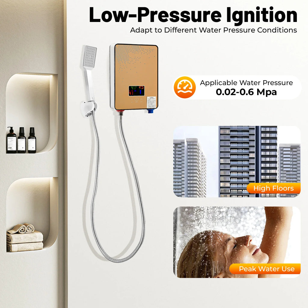 Instant Water Heaters W/Hand Shower AC 110V 4500W Stainless