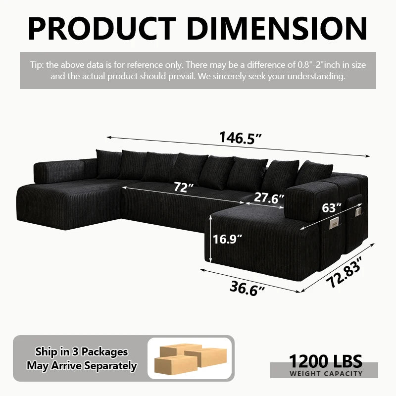 143" x72" -Large U-Shaped Modular